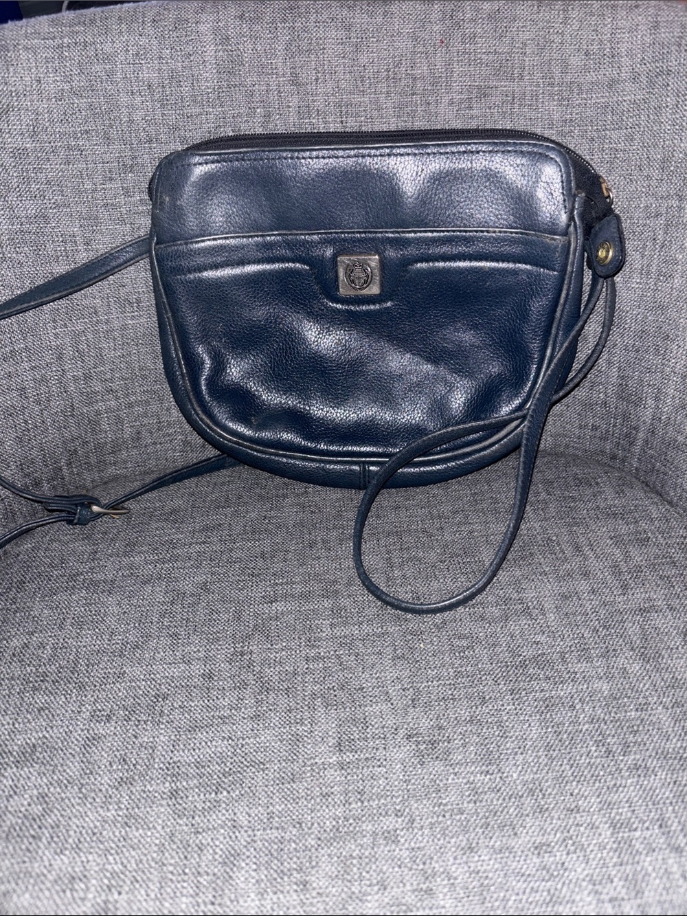 Classic Navy Leather Crossbody Bag